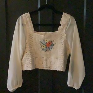 Crochet sheer top.